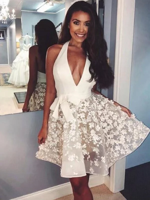 Bridelily A-Line Sleeveless Halter Organza With Applique Short/Mini Dresses Cozy Knitted Mini Dress Bridelily A-Line Sleeveless Halter Organza With Applique Short/Mini Dresses Cozy Knitted Mini Dress