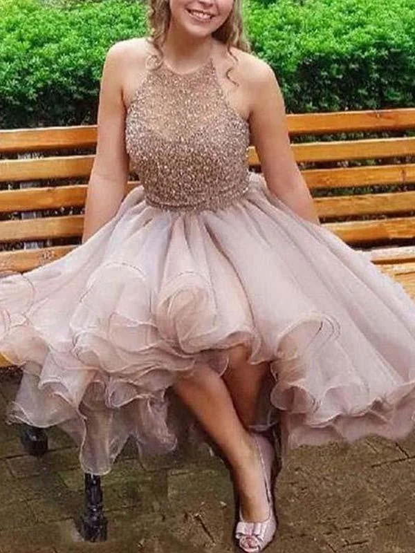 Bridelily A-Line Sleeveless Halter Tulle With Beading Short/Mini Dresses Comfortable Casual Mini Dress Bridelily A-Line Sleeveless Halter Tulle With Beading Short/Mini Dresses Comfortable Casual Mini Dress