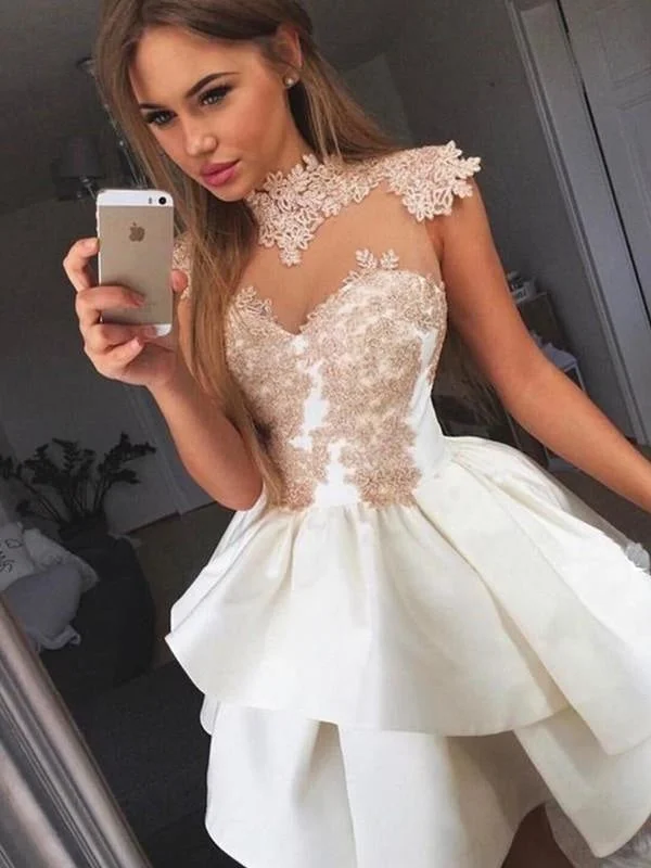 Bridelily A-Line Sleeveless High Neck Satin With Applique Short/Mini Dresses Cozy Knit Mini Dress Bridelily A-Line Sleeveless High Neck Satin With Applique Short/Mini Dresses Cozy Knit Mini Dress