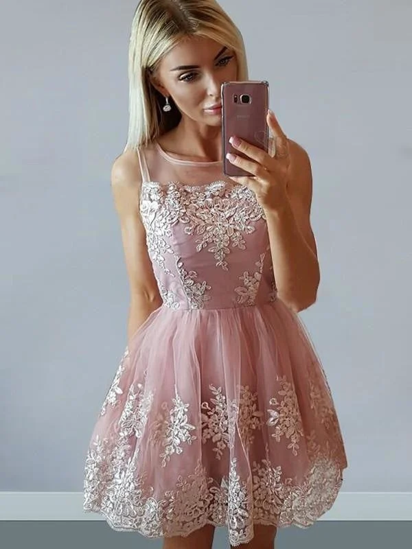 Bridelily A-Line Tulle Sleeveless Scoop With Applique Short/Mini Dresses Stylish Summer Mini Dress Bridelily A-Line Tulle Sleeveless Scoop With Applique Short/Mini Dresses Stylish Summer Mini Dress