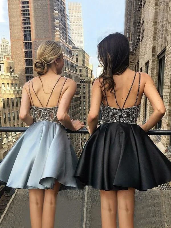 Bridelily A-Line With Beading V-neck Satin Sleeveless Short/Mini Dresses Stylish Puff Sleeve Mini Dress Bridelily A-Line With Beading V-neck Satin Sleeveless Short/Mini Dresses Stylish Puff Sleeve Mini Dress