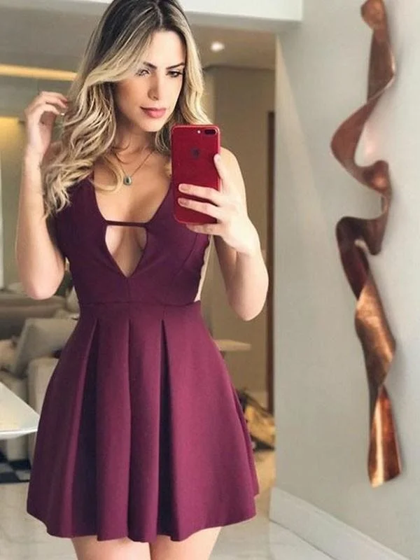 Bridelily A-Line With Ruched V-neck Sleeveless Satin Short/Mini Dresses Comfortable One-Shoulder Mini Dress Bridelily A-Line With Ruched V-neck Sleeveless Satin Short/Mini Dresses Comfortable One-Shoulder Mini Dress
