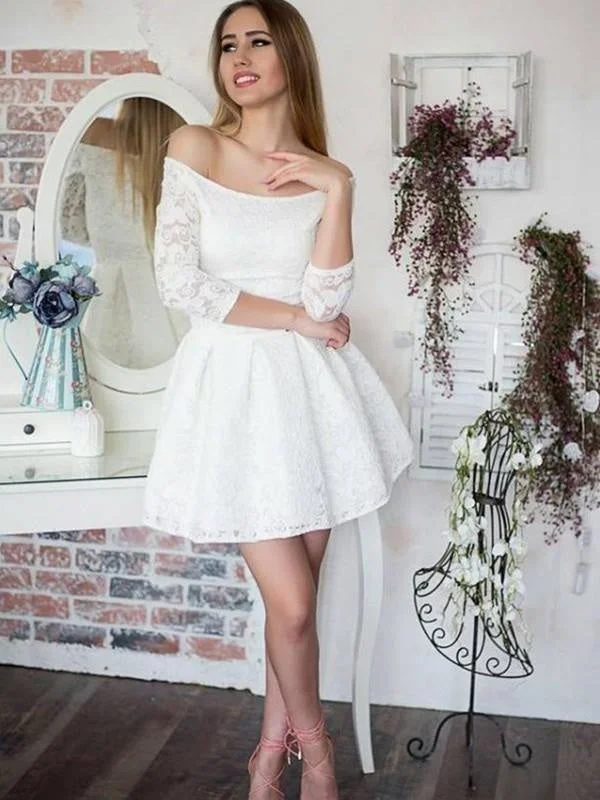 Bridelily A-Line With Ruffles Off-the-Shoulder Lace 3/4 Sleeves Short/Mini Dresses Elegant Sequin Mini Dress Bridelily A-Line With Ruffles Off-the-Shoulder Lace 3/4 Sleeves Short/Mini Dresses Elegant Sequin Mini Dress