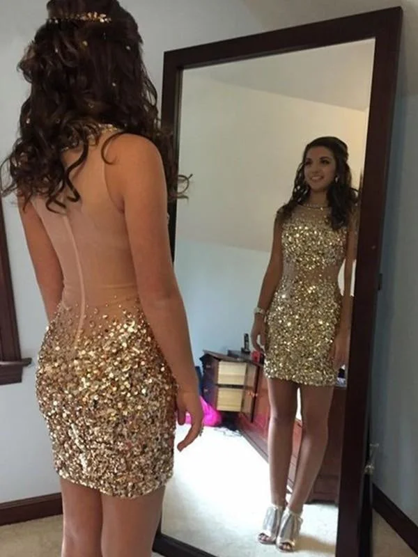 Bridelily Sheath Sleeveless Bateau Sequins With Beading Short/Mini Dresses Trendy Bodycon Mini Dress Bridelily Sheath Sleeveless Bateau Sequins With Beading Short/Mini Dresses Trendy Bodycon Mini Dress