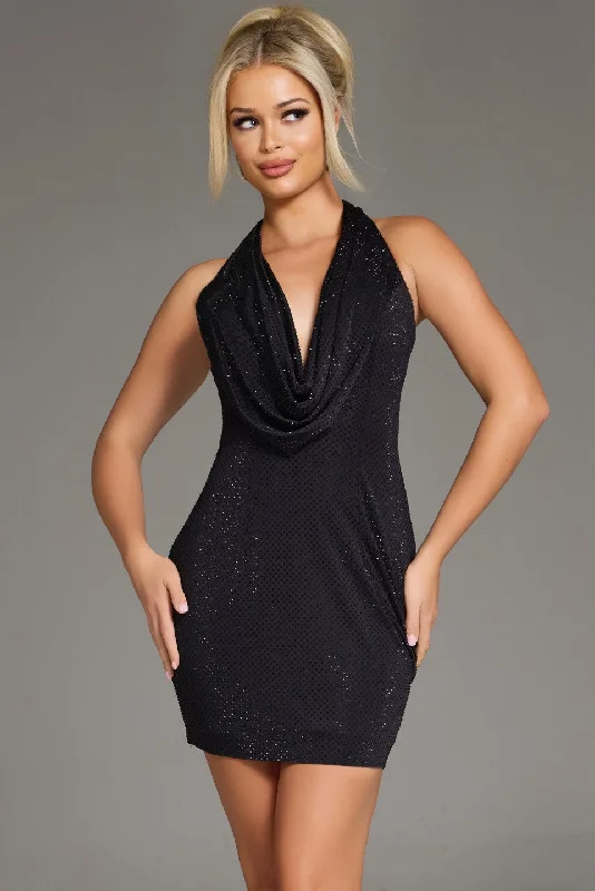 Jovani 41197 Fitted Short Cocktail Mini Dress Fashionable Off-Shoulder Mini Dress