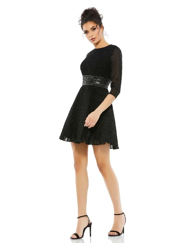 Mac Duggal 30749 Short Cocktail Pleated Mini Dress Cozy A-Line Mini Dress