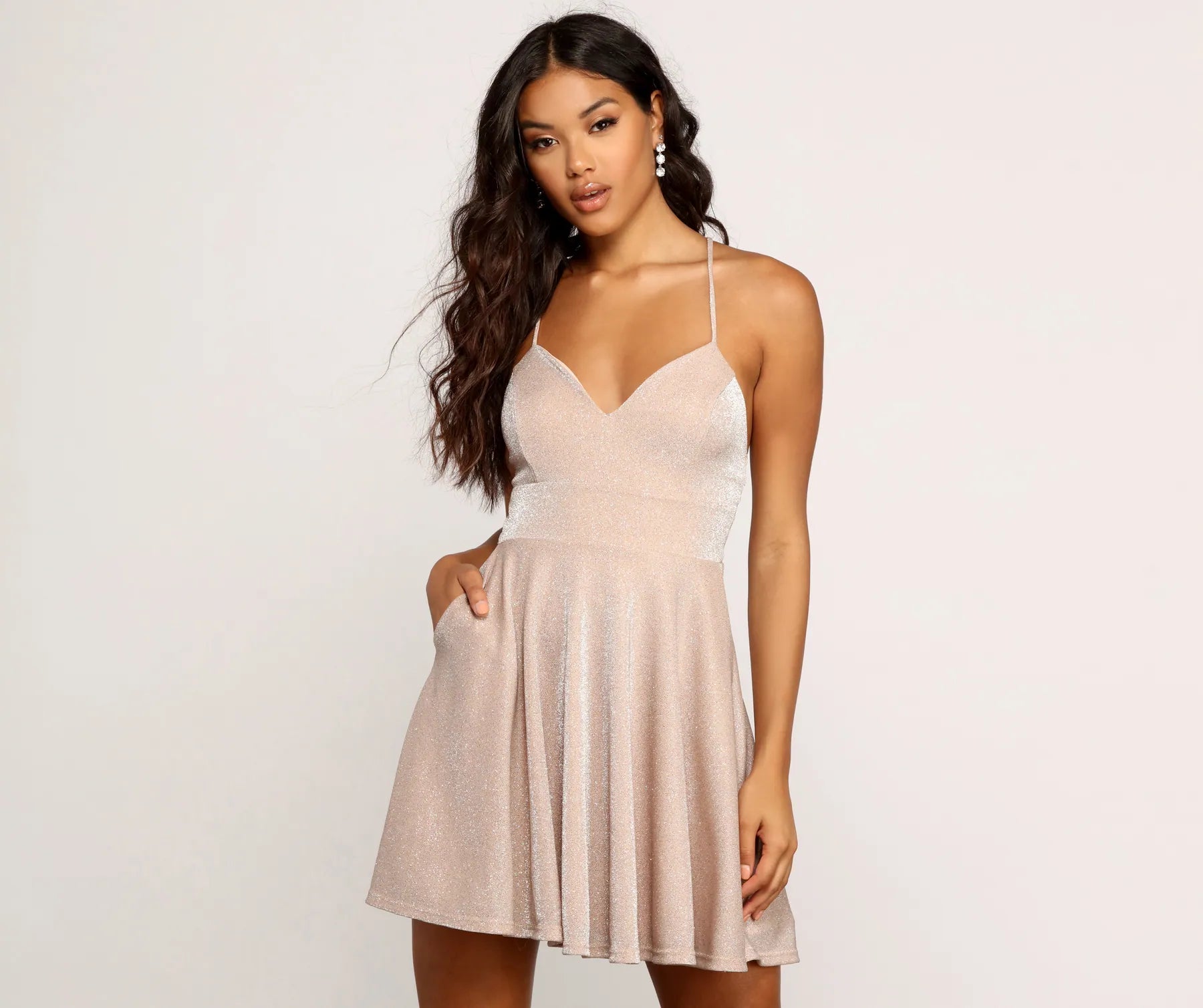 More Sparkle Skater Mini Dress Comfortable Fit-and-Flare Mini Dress