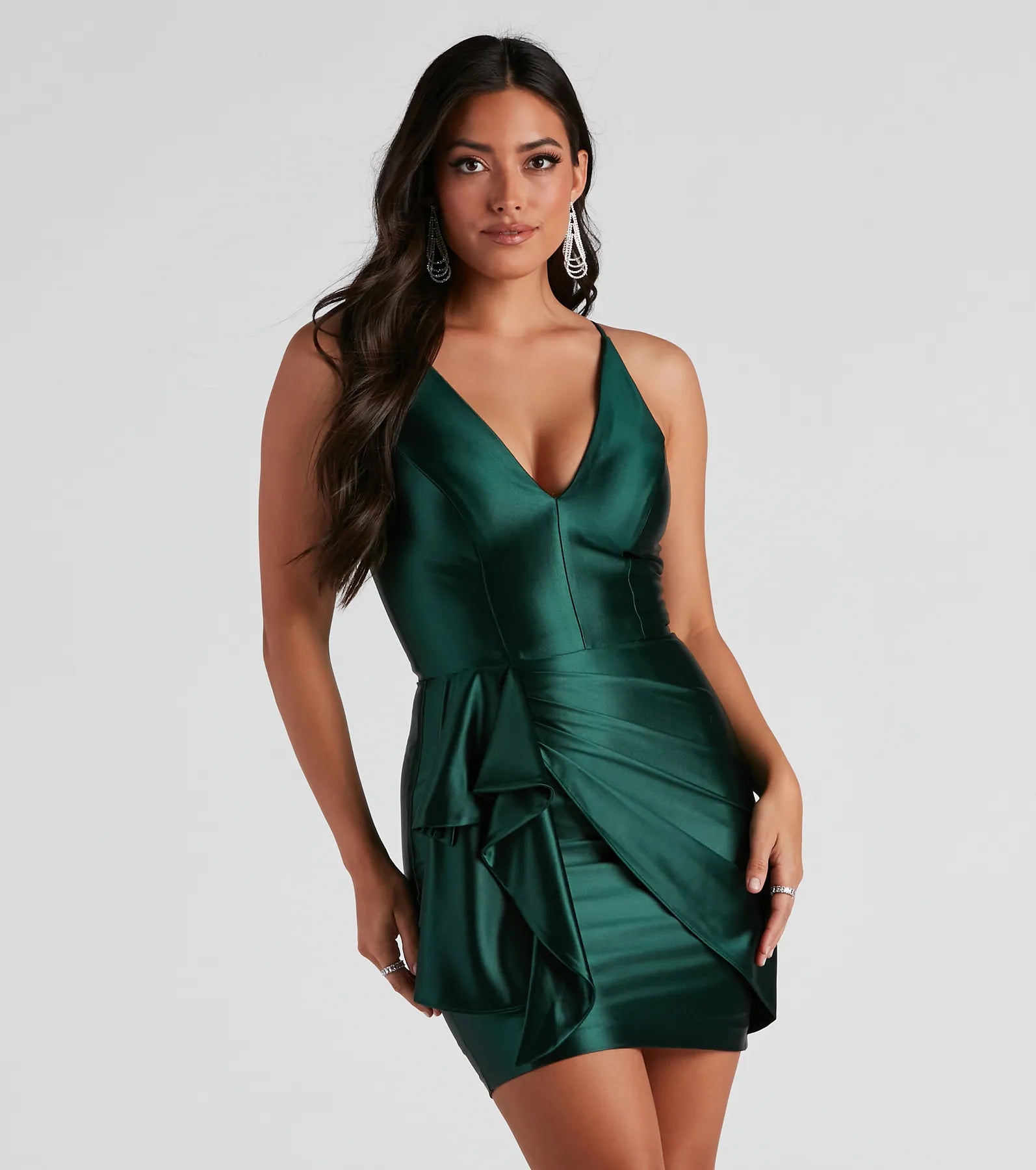 Oksana Formal Satin Mini Dress Comfortable Casual Mini Dress