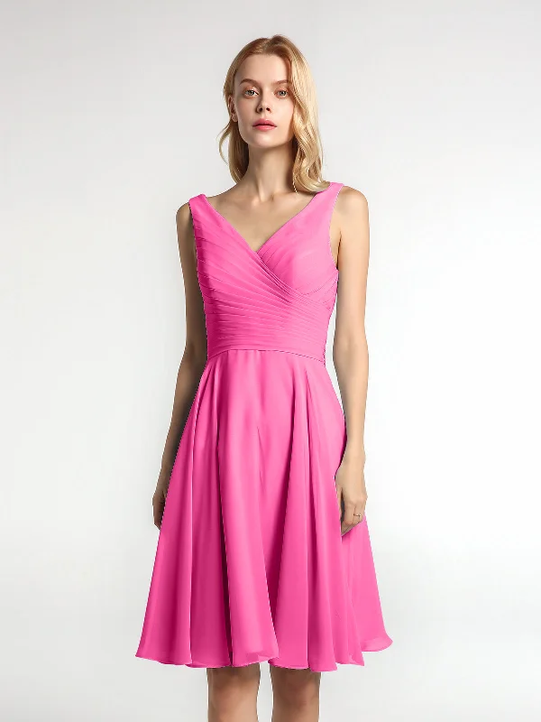 V neck Pleated Bodice Circle Skirt Mini Dress Azalea Cozy Ruched Mini Dress