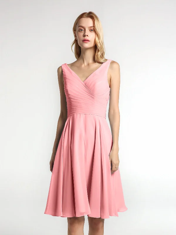 V neck Pleated Bodice Circle Skirt Mini Dress Flamingo Trendy Button-Detail Mini Dress V neck Pleated Bodice Circle Skirt Mini Dress Flamingo Trendy Button-Detail Mini Dress
