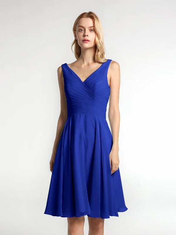 V neck Pleated Bodice Circle Skirt Mini Dress Royal Blue Fashionable A-Line Mini Dress V neck Pleated Bodice Circle Skirt Mini Dress Royal Blue Fashionable A-Line Mini Dress