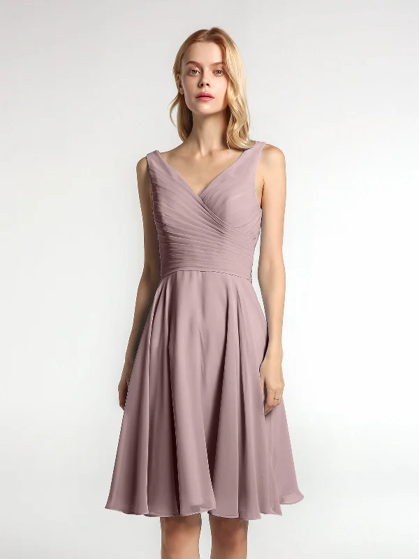 V neck Pleated Bodice Circle Skirt Mini Dress Vintage Mauve Elegant Lace-Up Mini Dress V neck Pleated Bodice Circle Skirt Mini Dress Vintage Mauve Elegant Lace-Up Mini Dress