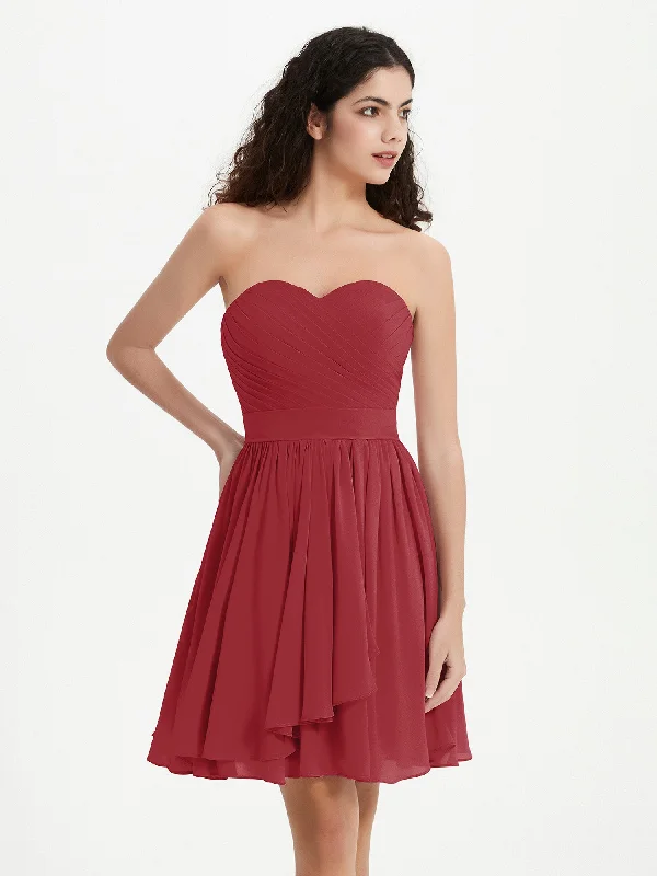 Strapless Sweetheart Neck Mini Dresses-Burgundy Comfortable Wrap Mini Dress