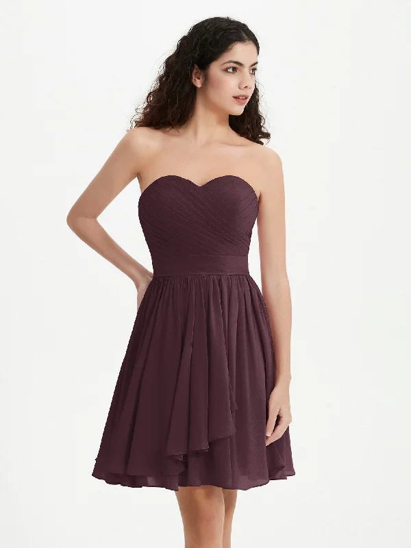 Strapless Sweetheart Neck Mini Dresses-Cabernet Elegant Tulle Mini Dress