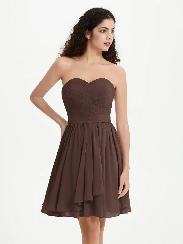 Strapless Sweetheart Neck Mini Dresses-Chocolate Comfortable Off-Shoulder Mini Dress Strapless Sweetheart Neck Mini Dresses-Chocolate Comfortable Off-Shoulder Mini Dress