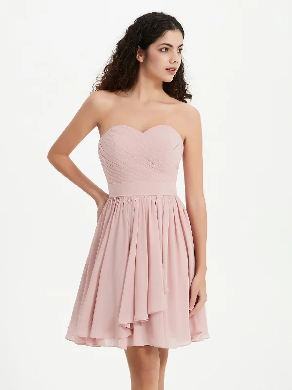 Strapless Sweetheart Neck Mini Dresses-Dusty Rose Trendy Crossover Mini Dress
