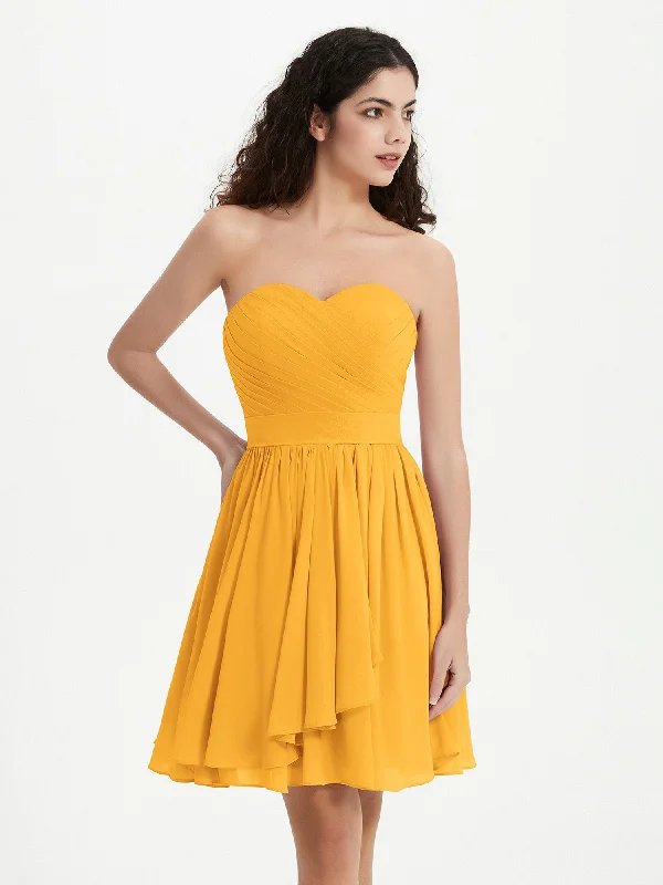 Strapless Sweetheart Neck Mini Dresses-Tangerine Elegant Off-Shoulder Dress Mini