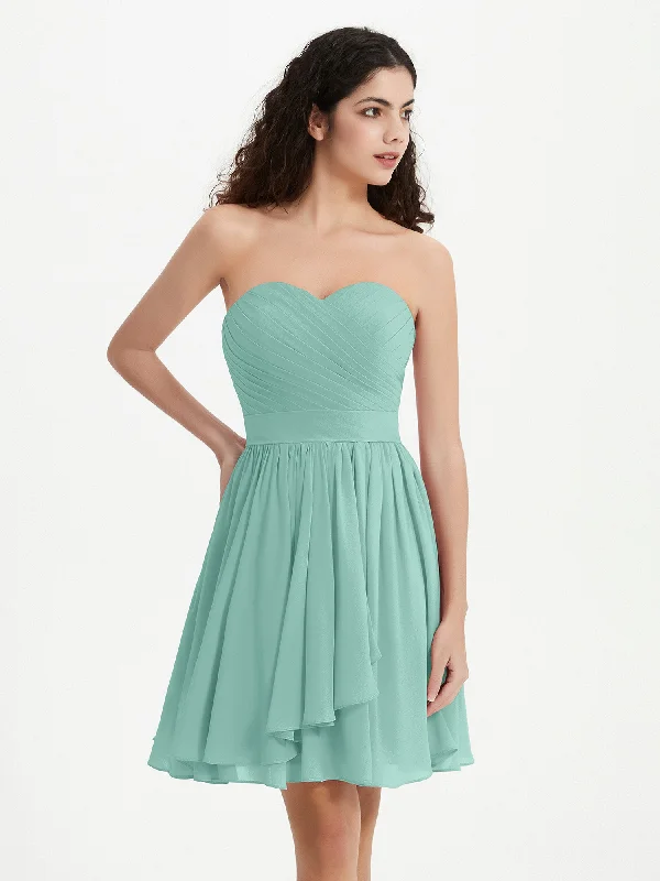 Strapless Sweetheart Neck Mini Dresses-Turquoise Fashionable Summer Mini Dress