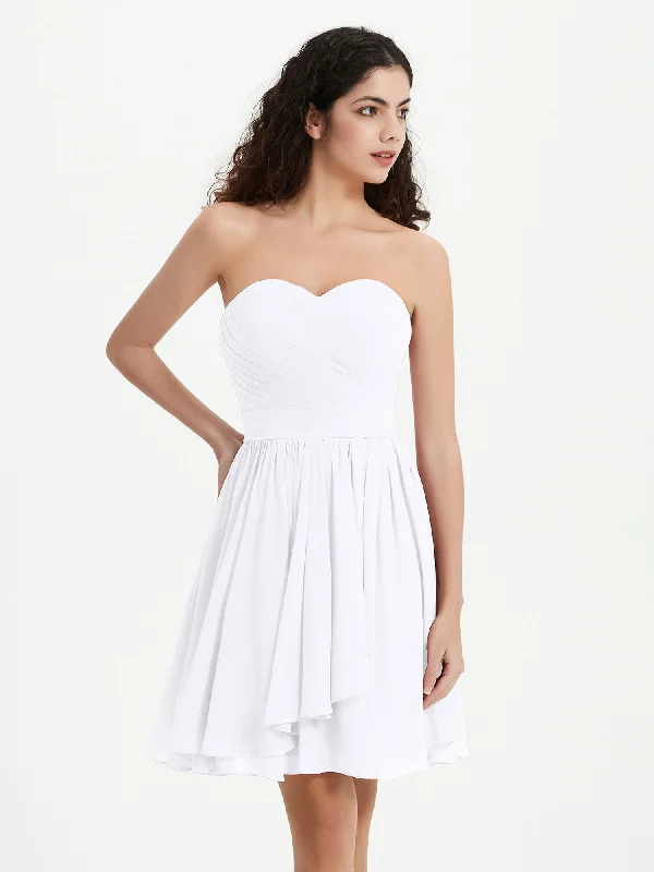 Strapless Sweetheart Neck Mini Dresses-White Chic Halter Mini Dress