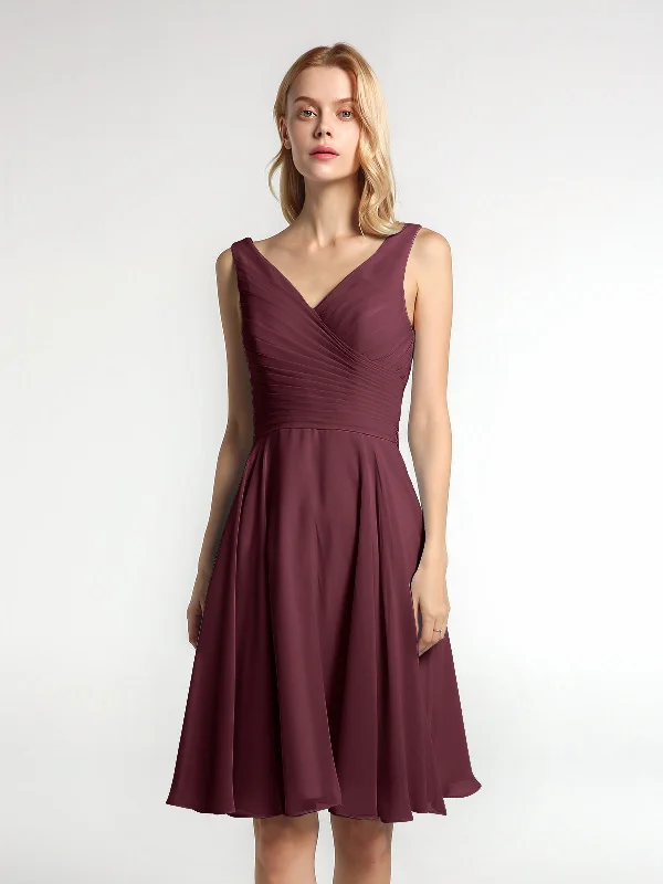 V neck Pleated Bodice Circle Skirt Mini Dress Cabernet Comfortable Off-Shoulder Mini Dress V neck Pleated Bodice Circle Skirt Mini Dress Cabernet Comfortable Off-Shoulder Mini Dress
