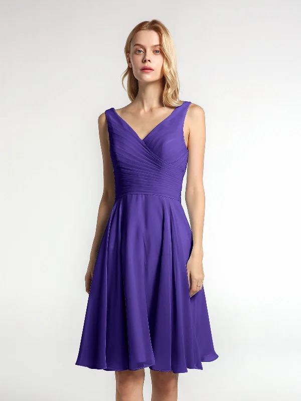 V neck Pleated Bodice Circle Skirt Mini Dress Regency Elegant Satin Mini Dress