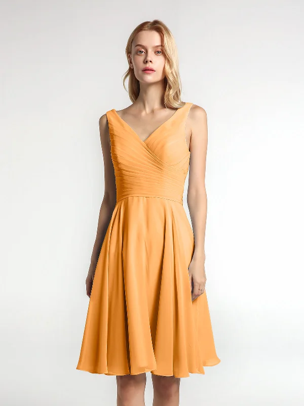 V neck Pleated Bodice Circle Skirt Mini Dress Tangerine Casual Mini Dress with Pockets V neck Pleated Bodice Circle Skirt Mini Dress Tangerine Casual Mini Dress with Pockets