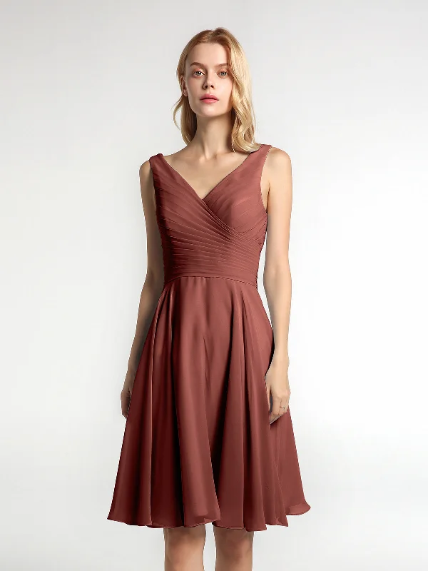 V neck Pleated Bodice Circle Skirt Mini Dress Terracotta Comfortable Ruffle Mini Dress V neck Pleated Bodice Circle Skirt Mini Dress Terracotta Comfortable Ruffle Mini Dress