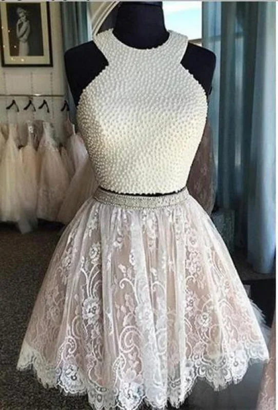 Wonderful Eye-catching Two Piece White Lace Homecoming with Pearls Mini Dresses Short Prom Dress Chic Bohemian Mini Dress Wonderful Eye-catching Two Piece White Lace Homecoming with Pearls Mini Dresses Short Prom Dress Chic Bohemian Mini Dress