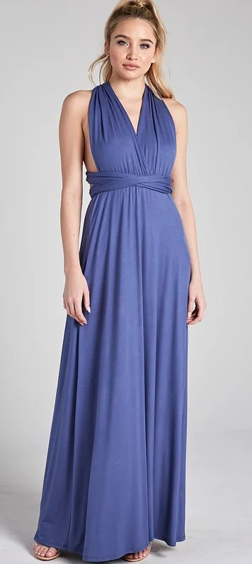 Multi way maxi dress - blue Trendy Maxi Dress with Lace