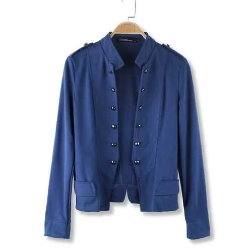Solid Color Stand-up Collar Double Breasted Jacket Outerwear Boat Neck Shawl Collar Notched Collar Solid Color Stand-up Collar Double Breasted Jacket Outerwear Boat Neck Shawl Collar Notched Collar