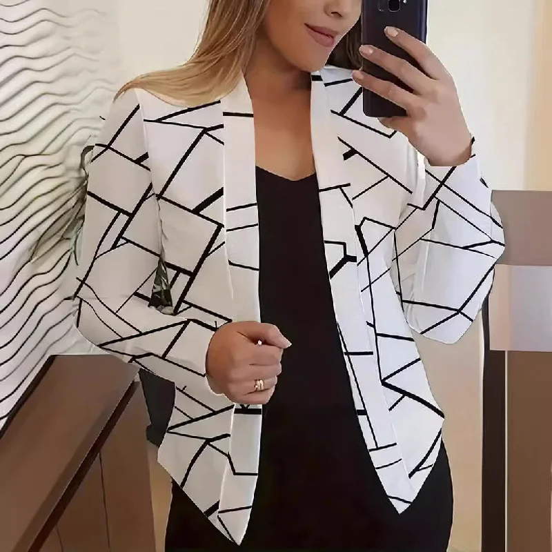 Casual Printed Small Suit Jacket For Women Zippered Jacket Buttoned Jacket Snapped Jacket Casual Printed Small Suit Jacket For Women Zippered Jacket Buttoned Jacket Snapped Jacket