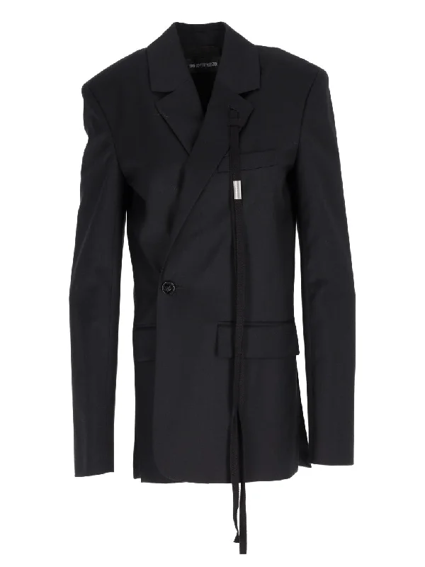ELIN ASYMMETRIC CLOUSURE TAILORED JACKET WOOL TWIL Snapped Jacket Toggled Jacket Drawstring Jacket