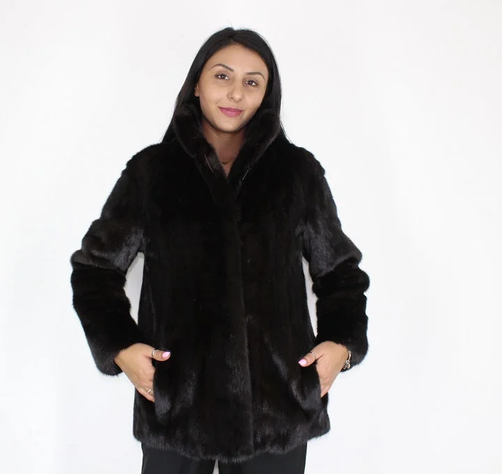 EPSILON Black mink jacket Cotton Fabric Linen Fabric Terry Fabric