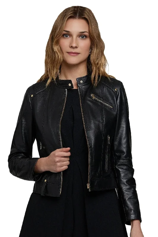 Florance Black Leather Jacket For Women V-Neck Jacket Boat Neck Jacket Square Neck Jacket Florance Black Leather Jacket For Women V-Neck Jacket Boat Neck Jacket Square Neck Jacket