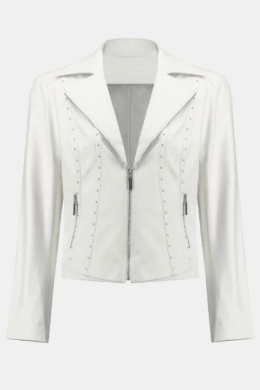 Joseph Ribkoff 242908 Vanilla Fitted Zip Front Stud Jacket Faux Fur Fabric Real Fur Fabric Shearling Fabric Joseph Ribkoff 242908 Vanilla Fitted Zip Front Stud Jacket Faux Fur Fabric Real Fur Fabric Shearling Fabric