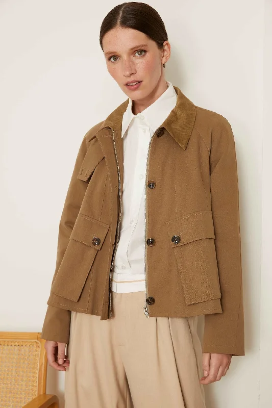 Jovonna Bessa Khaki Green Zip & Button Front Flared Jacket Ribbed Jacket Pleated Jacket Ruffled Jacket Jovonna Bessa Khaki Green Zip & Button Front Flared Jacket Ribbed Jacket Pleated Jacket Ruffled Jacket