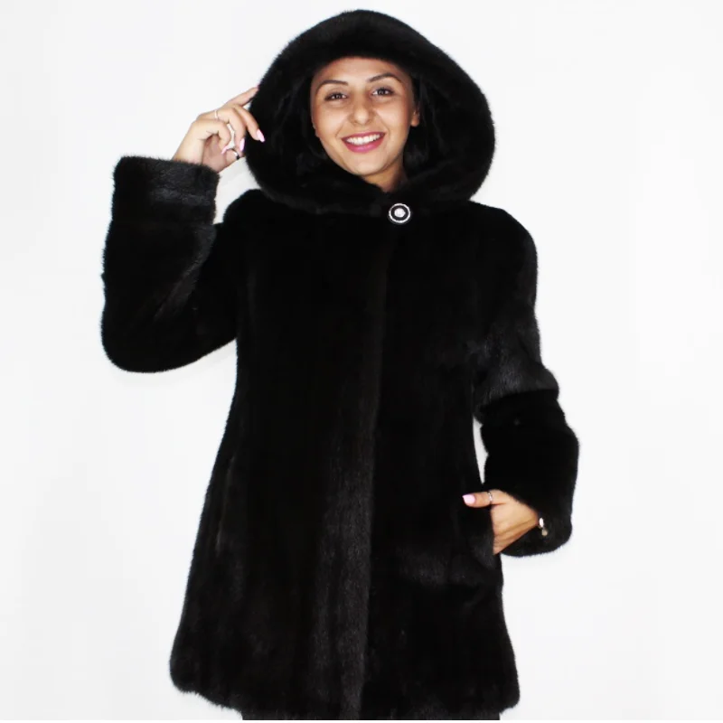 OMIKRON Black mink jacket with hood Embroidered Jacket Appliqued Jacket Beaded Jacket OMIKRON Black mink jacket with hood Embroidered Jacket Appliqued Jacket Beaded Jacket