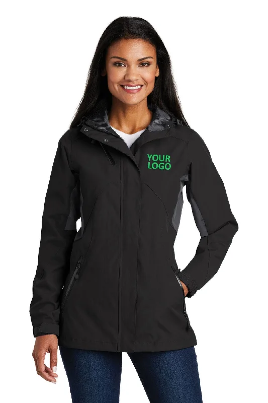 Port Authority Ladies Cascade Customized Waterproof Jackets, Black/ Magnet Grey Print Jacket Jacquard Jacket Embroidered Jacket Port Authority Ladies Cascade Customized Waterproof Jackets, Black/ Magnet Grey Print Jacket Jacquard Jacket Embroidered Jacket