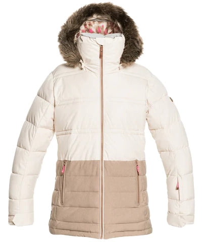 Roxy Quinn Womens Jacket Parchment Ribbed Jacket Pleated Jacket Ruffled Jacket