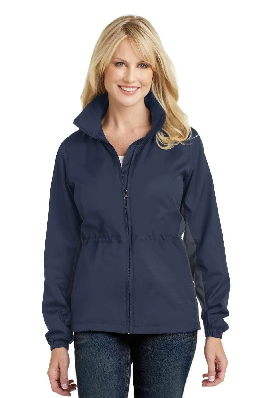 Port Authority Ladies Core Colorblock Wind Jacket. L330 Zippered Front Buttoned Front Snap Front Port Authority Ladies Core Colorblock Wind Jacket. L330 Zippered Front Buttoned Front Snap Front