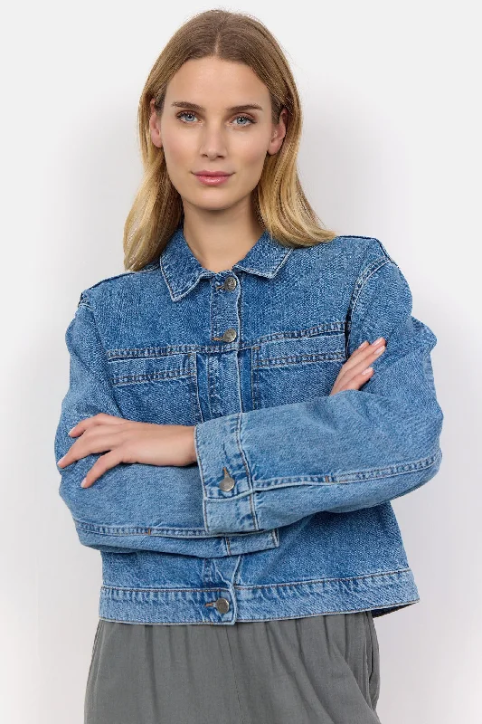 Soya Concept 40577-20 2240-8B SC-Dolores 2 Blue Denim Jacket Plaid Jacket Tartan Jacket Houndstooth Jacket Soya Concept 40577-20 2240-8B SC-Dolores 2 Blue Denim Jacket Plaid Jacket Tartan Jacket Houndstooth Jacket