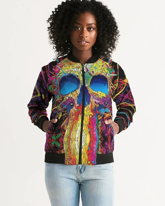 Trippy' D Women's Bomber Jacket Welt Pockets Slit Pockets Flap Pockets