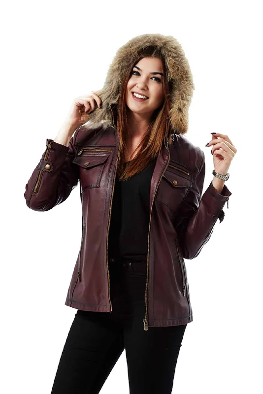 Victoria Brown Waxed 100% Real Leather Jacket For Women Belted Jacket Elasticated Jacket Padded Jacket Victoria Brown Waxed 100% Real Leather Jacket For Women Belted Jacket Elasticated Jacket Padded Jacket
