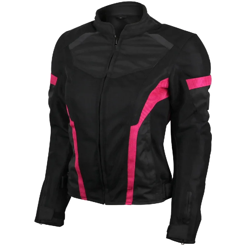 VL1674P Womens Advanced 3-Season CE Armor Pink Mesh Motorcycle Jacket Welt Pockets Slit Pockets Flap Pockets VL1674P Womens Advanced 3-Season CE Armor Pink Mesh Motorcycle Jacket Welt Pockets Slit Pockets Flap Pockets