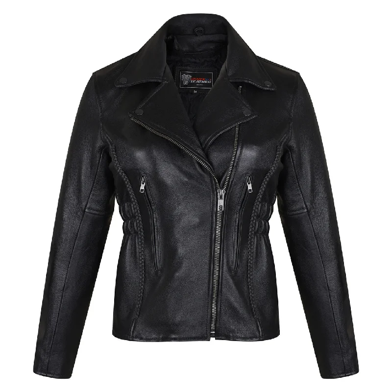 VL615S Vance Leather Ladies Standard Leather Braid and Stud Motorcycle Leather Jacket Fleece Fabric Down Fabric Feather Fabric VL615S Vance Leather Ladies Standard Leather Braid and Stud Motorcycle Leather Jacket Fleece Fabric Down Fabric Feather Fabric