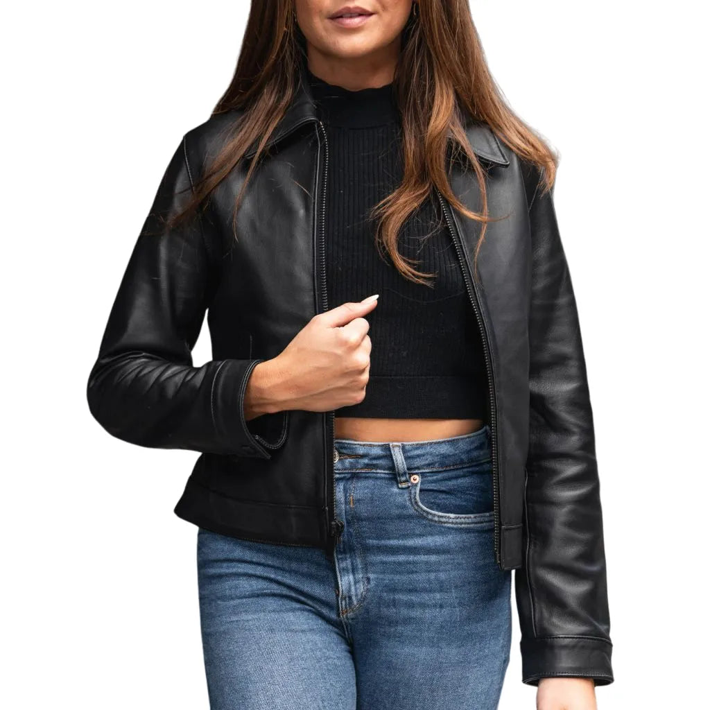 Womens Black Genuine Leather Jacket Elasticated Jacket Padded Jacket Insulated Jacket Womens Black Genuine Leather Jacket Elasticated Jacket Padded Jacket Insulated Jacket