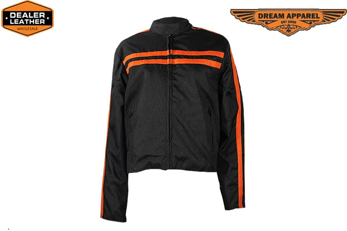 Women's Black Lightweight Textile Jacket W/ Orange Stripes Satin Jacket Silk Jacket Chiffon Jacket Women's Black Lightweight Textile Jacket W/ Orange Stripes Satin Jacket Silk Jacket Chiffon Jacket