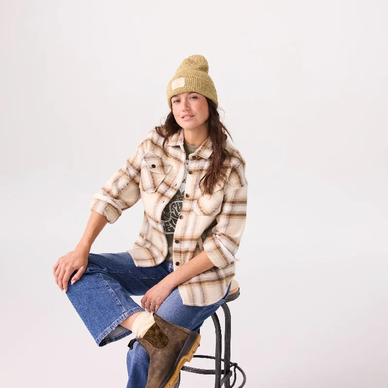 Women's Flannel Shirt Jacket Notch Collar Peter Pan Collar Cowl Neck