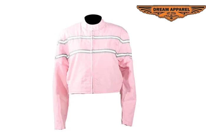 Women's Light Pink Lightweight Racer Style Textile Jacket W/ White Stripes Satin Jacket Silk Jacket Chiffon Jacket Women's Light Pink Lightweight Racer Style Textile Jacket W/ White Stripes Satin Jacket Silk Jacket Chiffon Jacket