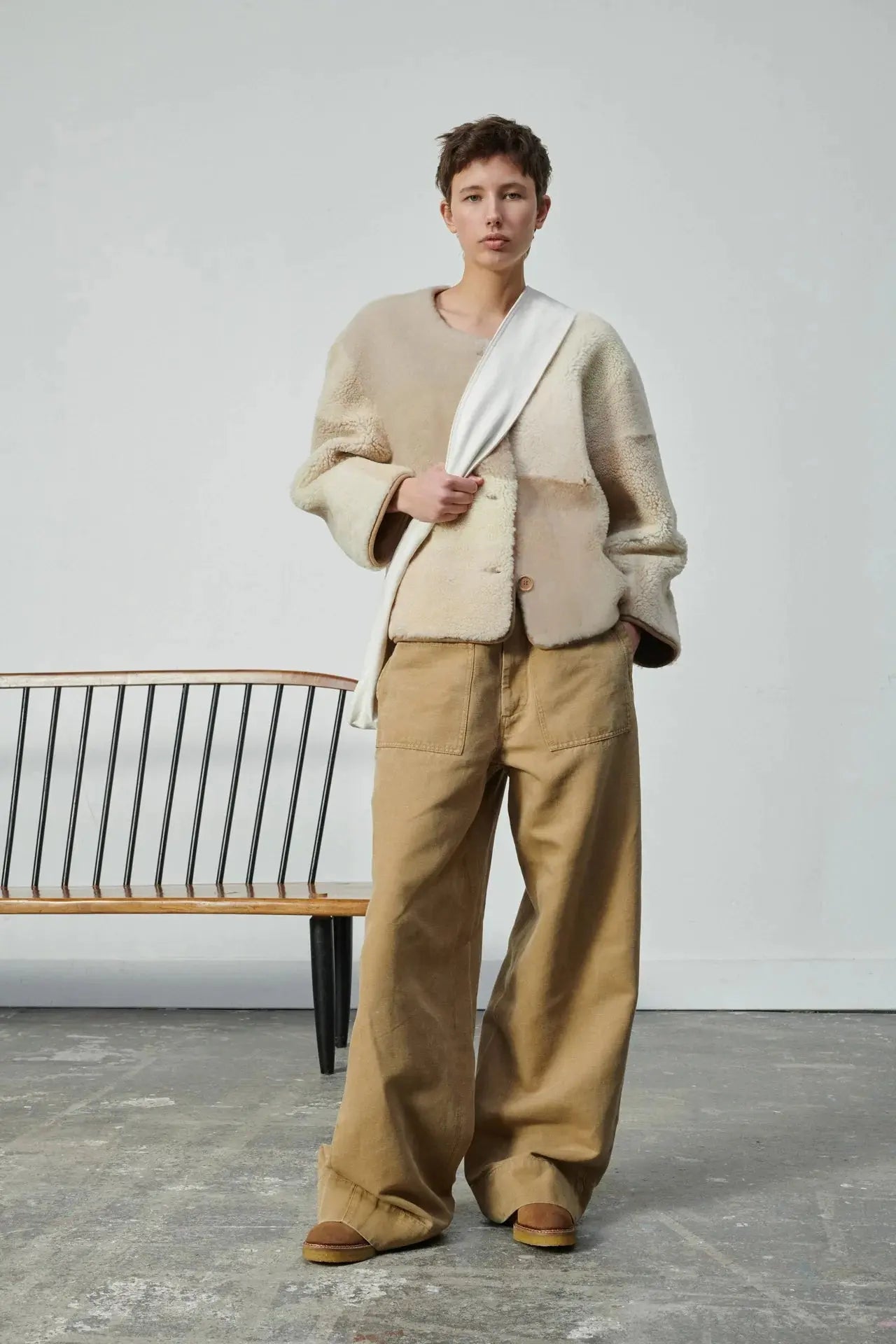 Woori Jacket Ecru/Beige Fitted Jacket Loose Jacket Oversized Jacket